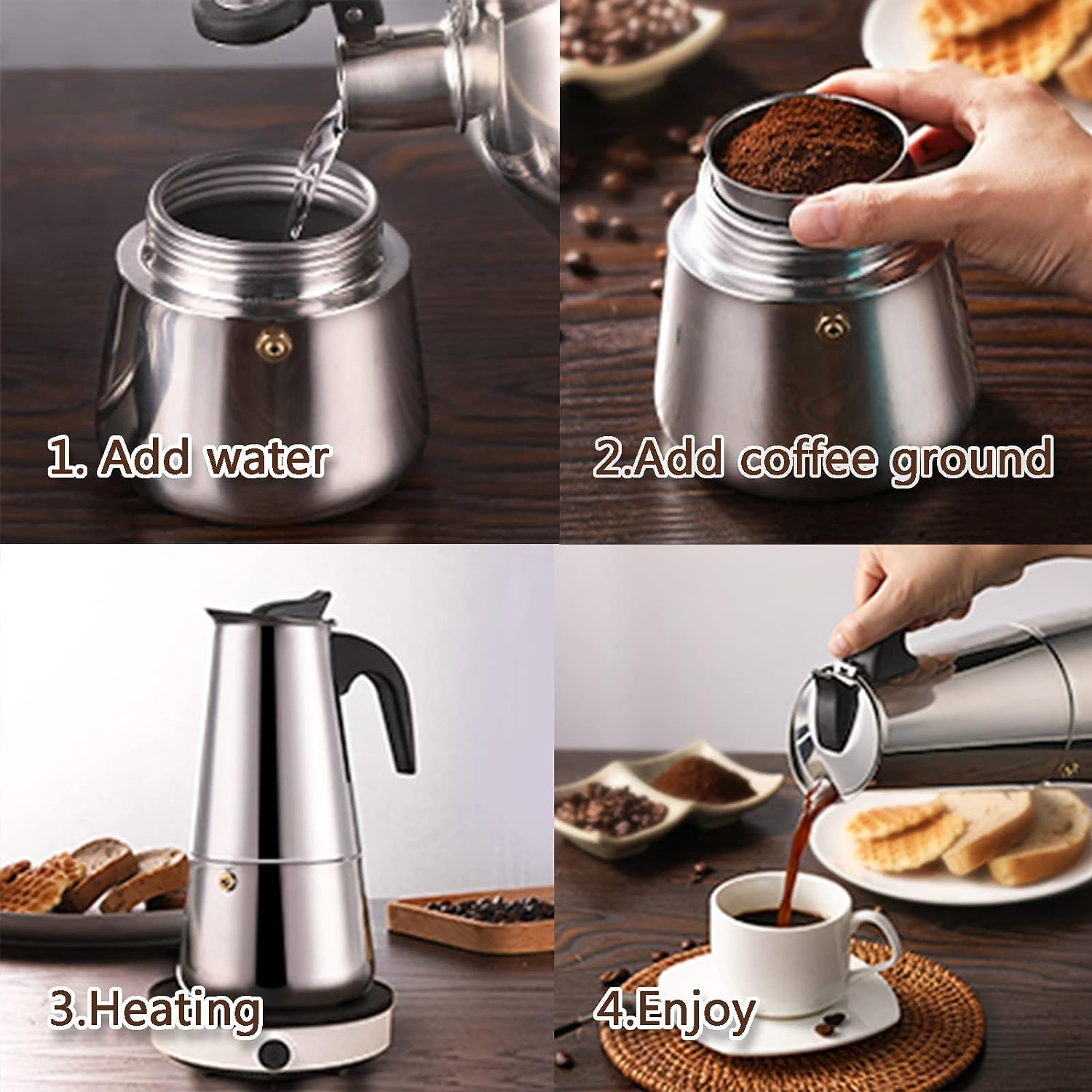 4/6/9 Cups Moka Pot Caffe Mach - Coffee Equipment Accessories recension och pris